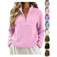 thumbnail image 1 of Cozy Half Zip Fleece Sweatshirt for Women - Fashion Soft Pullover with Zipper Pockets for Fall Winter Hiking & Lounge, 1 of 8
