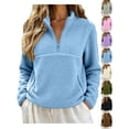 thumbnail image 1 of Cozy Half Zip Fleece Sweatshirt for Women - Fashion Soft Pullover with Zipper Pockets for Fall Winter Hiking & Lounge, 1 of 8