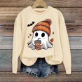 thumbnail image 1 of Cozy Halloween Hoodie for Womem Oversized Fall Outfits, Spooky Ghost & Pumpkin Print Pullover, Cute Casual Sweatshirt, 1 of 4