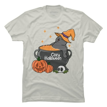 Cozy Halloween Mens Silver Cream Graphic Tee - Design By Humans  S