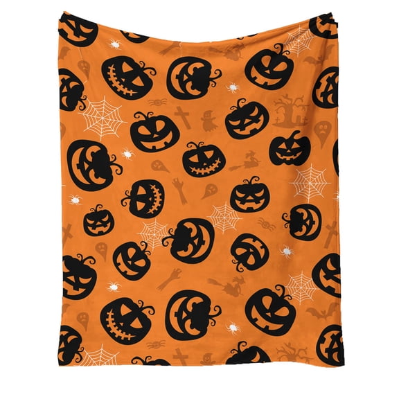 Cozy Halloween Pumpkin Pattern Flannelette Blanket, Warm Cover for Bedroom, Living Room, Sofa, Car, Ideal Gift for Halloween & Holidays, Easy Care, Machine Washable