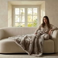 thumbnail image 1 of Cozy Haven Luxury Heathered Cationic Faux Fur Oversized Couch Throw Blanket, Beige, 50 x 72 in, 1 of 9