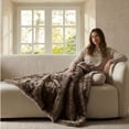 thumbnail image 1 of Cozy Haven Luxury Heathered Cationic Faux Fur Oversized Couch Throw Blanket, Brown, 50 x 72 in, 1 of 9