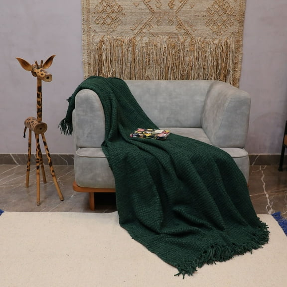 Cozy Haven Premium Chenille Green Sofa Throw