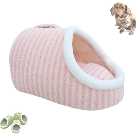 Cozy Hideaway Pet Bed, Dog Bed, Cozy Pet Hideaway Bed for Dogs, Dog Bed with Cover Cave Warm Slipper, Cozy Cave Dog Bed, Non-Slip Washable Soft Pet Slipper Cave Bed (Pink, Small)