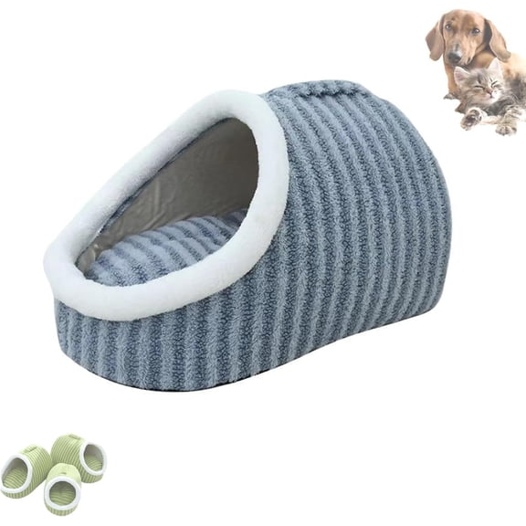 Cozy Hideaway Pet Bed, Dog Bed, Cozy Pet Hideaway Bed for Dogs, Dog Bed with Cover Cave Warm Slipper, Cozy Cave Dog Bed, Non-Slip Washable Soft Pet Slipper Cave Bed (Blue, Small)