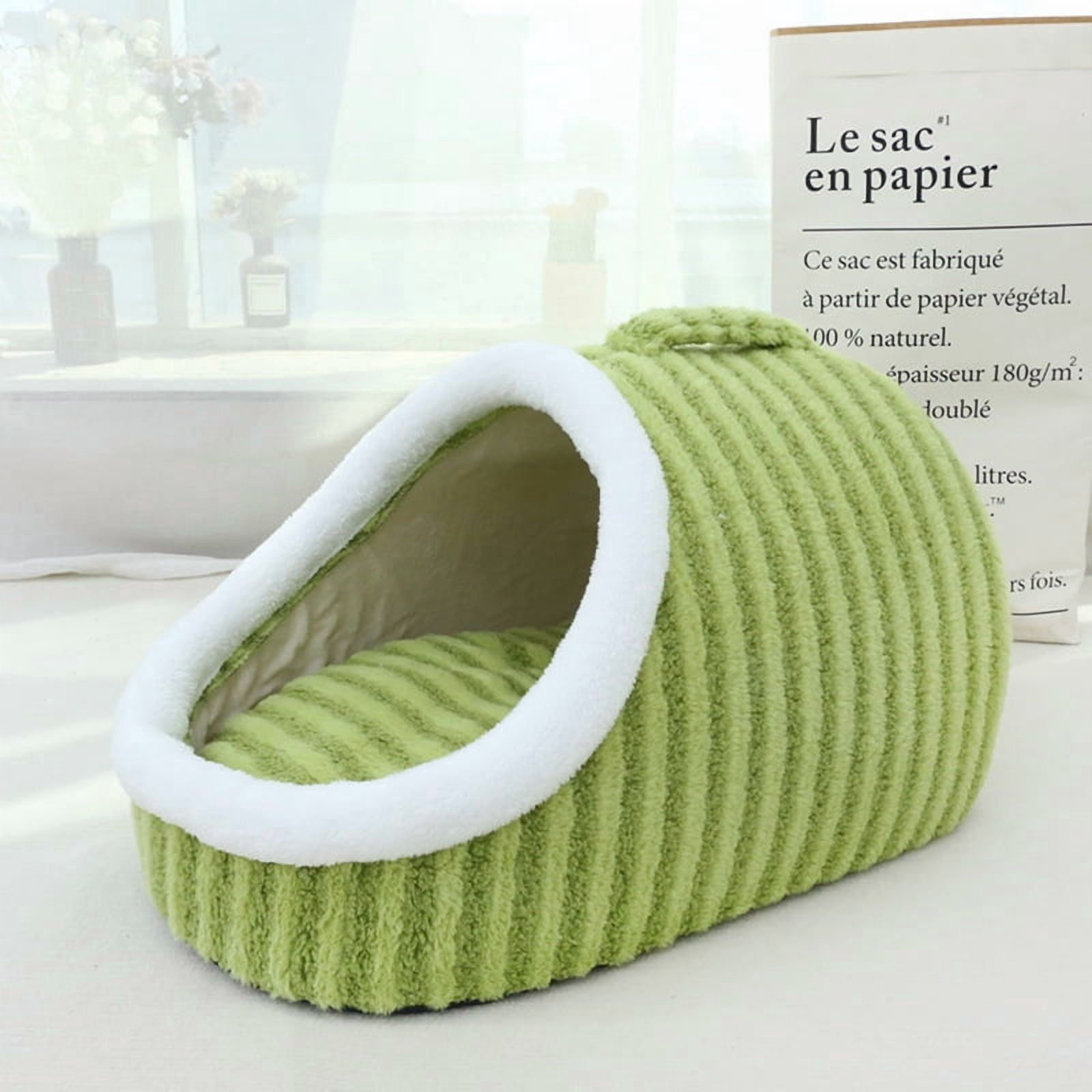 Cozy Hideaway Pet Bed, Indoor Bed with Removable Mattress, Warm Cat Sleeping Bed, Cat House Indoor Bed, Non-slip Washable Soft Pet Slipper Cave Bed for Small and Medium Pe