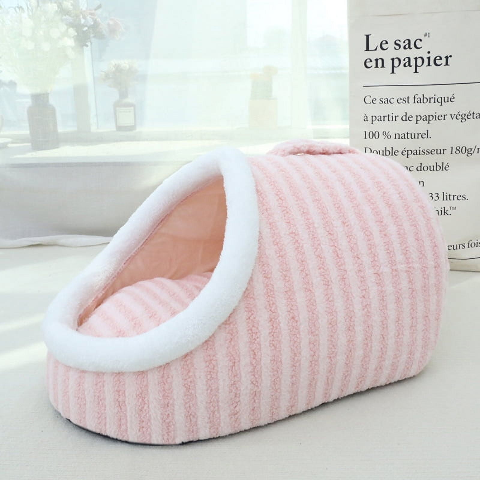 Cozy Hideaway Pet Bed, Indoor Bed with Removable Mattress, Warm Cat Sleeping Bed, Cat House Indoor Bed, Non-slip Washable Soft Pet Slipper Cave Bed for Small and Medium Pe