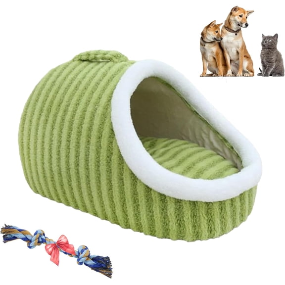 Cozy Hideaway Pet Bed, Plush Pet Bed Cave, Anti Anxiety Calming Plush Pet Beds, Pet Bed with Cover Cave, Thick Fleece Warm Slipper Pet Bed for Small Medium Pets