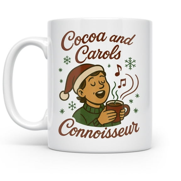 Cozy Holiday Cheer 11 oz Coffee Mug - Festive Cocoa Gift White Ceramic