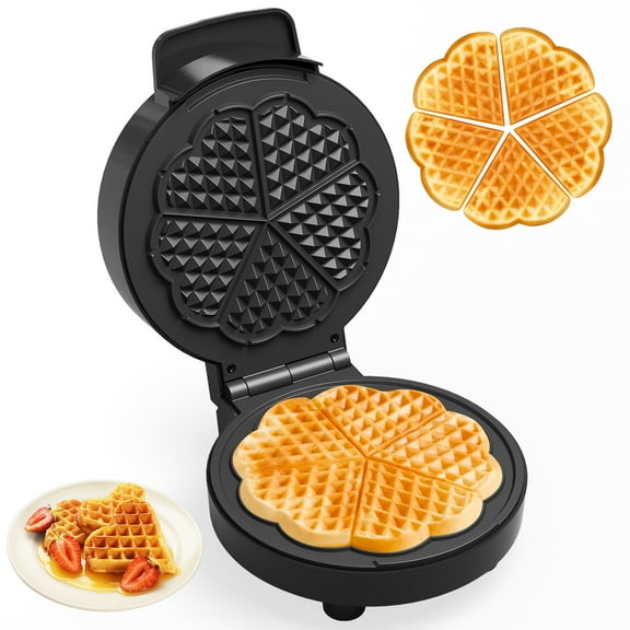 Cozy Home 5 Heart-Shaped Waffle Maker with Adjustable Temp