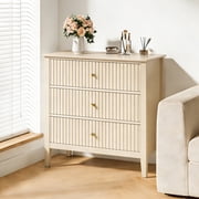 Cozy Home Beige 3 Drawer Dresser, Painted 30 Tall Wood Nightstand with Storage, for Bedroom Hallway Living Room Entryway Office