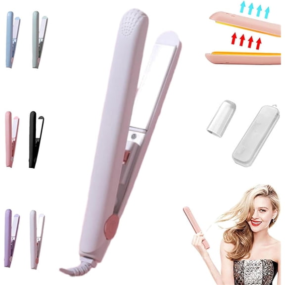 Cozy Home Curling Iron, Mini Dual-Purpose Curling Iron, Upgrade 2-in-1 Portable Curling Wand and Flat Iron, Portable Mini Ceramic Curling Iron for Short Hair-White