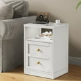 thumbnail image 1 of Cozy Home white Nightstand with Storage Shelf & Door, Faux Drawer Design End Table, Compact Side Table for Bedrooms, Dorm Rooms & Small Spaces, Set of 1, 1 of 10