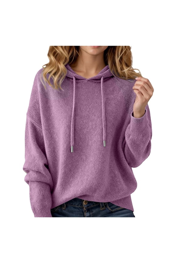 Cozy Hooded Pullover for Everyday Comfort Women's Casual Outerwear Purple 3XL