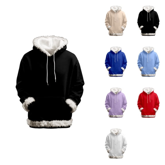 Cozy Hooded Sweatshirt, Trim Oversized Pullover, Soft Warm Winter Loungewear, Long Sleeve Drawstring Top