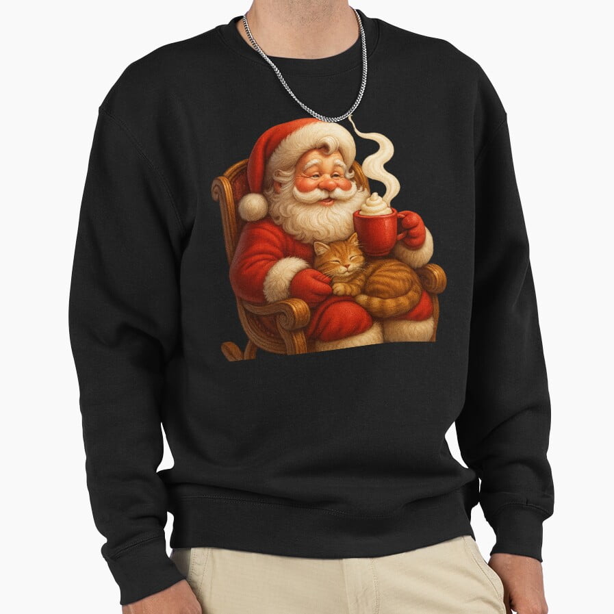 Cozy Hot Chocolate St. Nick Unisex Sweatshirt Cute Cat Rocking Chair ...