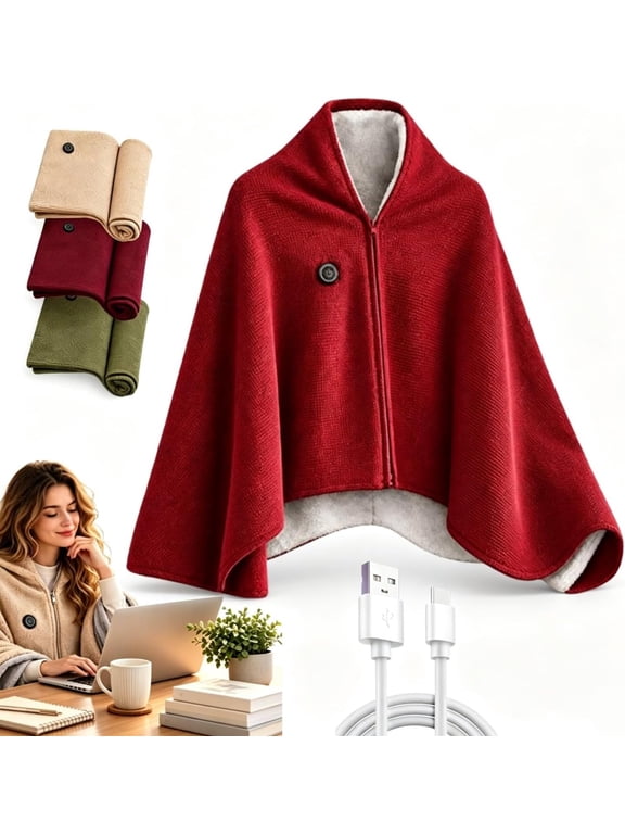 Cozy Hug Blanket, Heated Shawl Wrap with 3 Temperature Settings, USB Powered