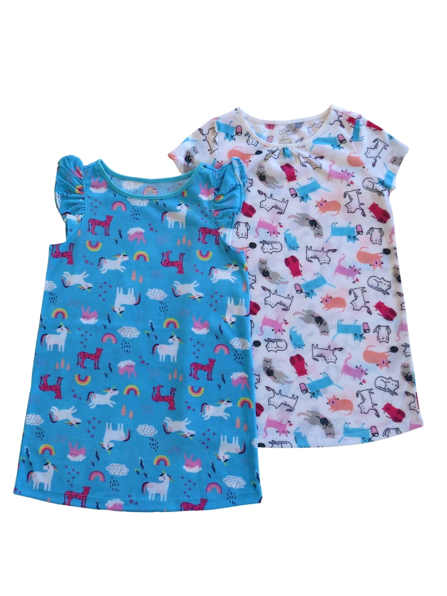 LQSZ Girls Nightgowns 2-Pack Little Girls Pajama Nightdress Sleep Wear 3-12  Y : : Clothing, Shoes & Accessories