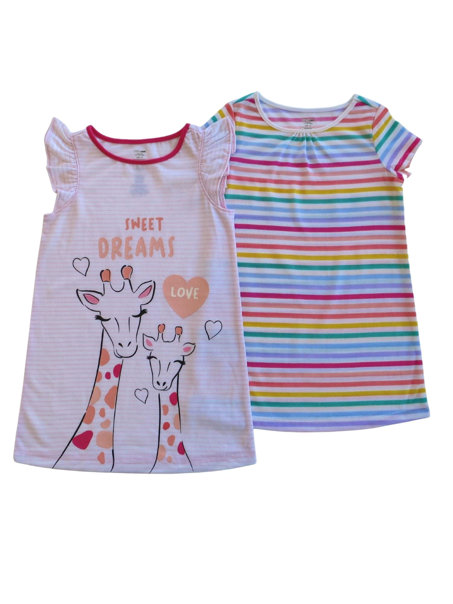 Cozy Jams Baby & Toddler Girls Nightgowns Sleep Shirts Pajamas, 2Pack