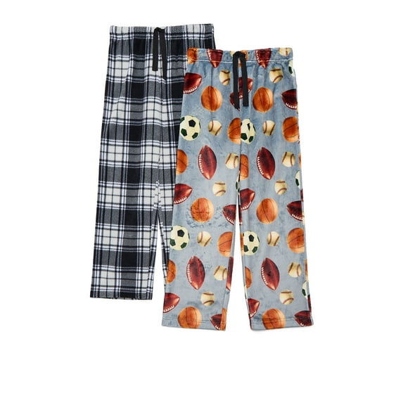 Cozy Jams Big Boys Holiday Plush Sleep Pants,Pajama 2-Pack, Sizes 8-20