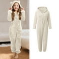 thumbnail image 1 of Cozy Kids Pajamas 1 piece Hooded Jumpsuit Winter Romper Fleece Bear Onesie Warm & Soft Children's Loungewear Girls Costumes 3-4 Years, 1 of 4