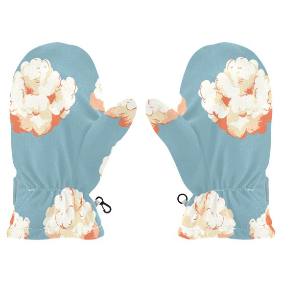 Cozy Kids Winter Gloves with Adjustable Fit,Clouds Pattern Perfect for Outdoor Fun