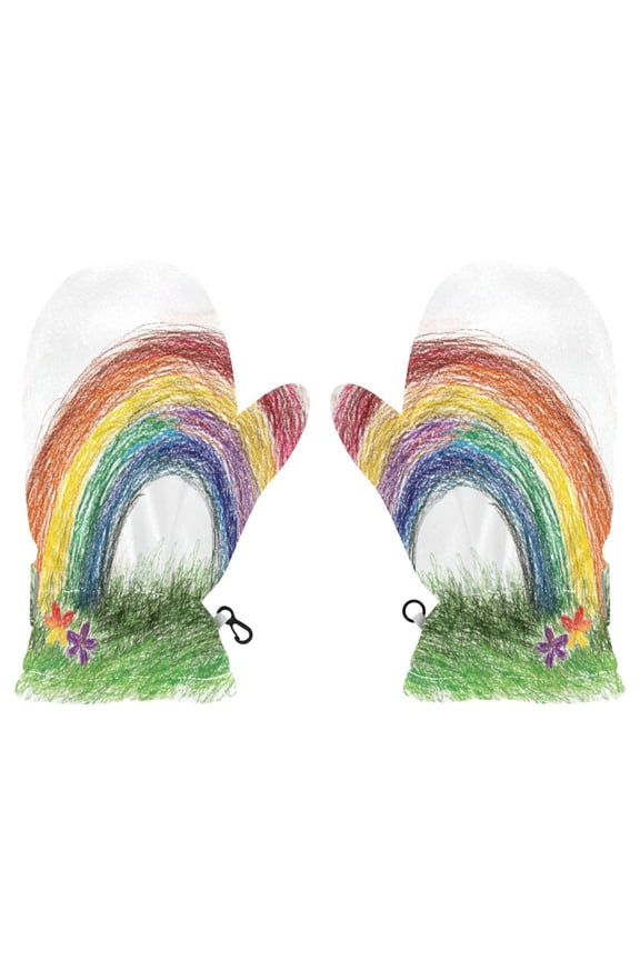 Cozy Kids Winter Gloves with Adjustable Fit,Rainbow Perfect for Outdoor Fun