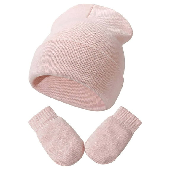 Cozy Kids Winter Hats for Babies and Toddlers Soft Knit Caps with Matching Gloves for Outdoor Play and Warmth in Cold Weather