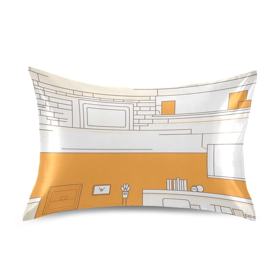 Cozy Kitchen Illustration Satin Pillowcase 20''x26'' Double-Sided Print Soft Wrinkle Resistant