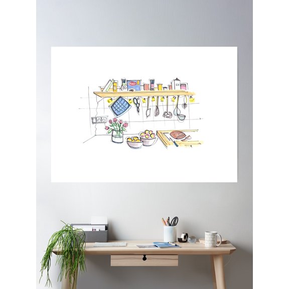 Cozy Kitchen In Berlin Poster Wall Art, Modern Wall Decor For Living Room Bedroom, 16x24 UNFRAMED