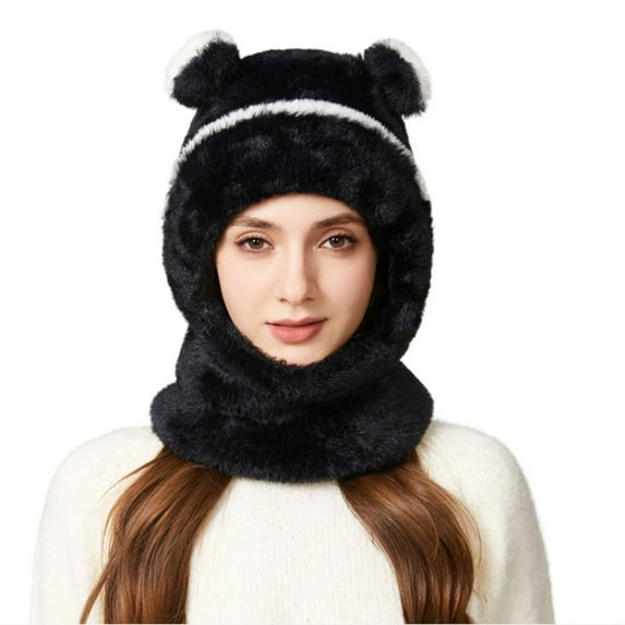 Cozy Knit Balaclava for Adults Kids, Warm Fleece-Lined One-Piece Hood Scarf Mask, Soft Stretchy Winter Windproof Hat