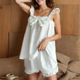 thumbnail image 1 of Cozy Knit Cotton Pajamas Sleeveless Spaghetti Straps Cami Tops Shorts Matching Pj Set Lounge Sets Sleepwear White Xxl, 1 of 3