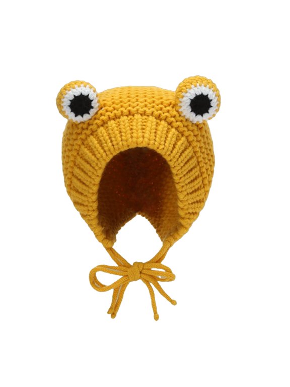 Cozy Knitted Frog Eye Beanie Hat for Autumn and Winter, Adjustable Warm Outdoor Cap