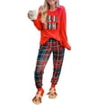 thumbnail image 1 of Cozy Ladies' Multicolor ALL IS BRIGHT Graphic Christmas Plaid Pajamas Set - [ZhiHiMeRi] | (US 12-14)L,Multicolor, 1 of 12