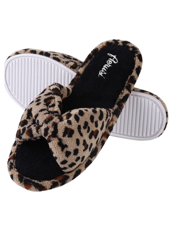 Cozy Leopard Print Shearling Relax Slide Memory Foam Slipper