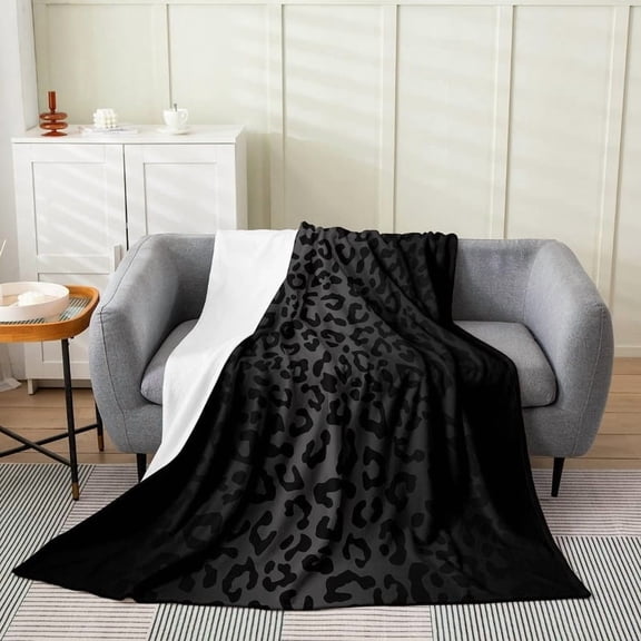 [Cozy Leopard Throw] Cozy 50"x60" Leopard Print Flannel Fleece Throw Blanket | Soft, Plush Black Cheetah Pattern for Sofa, Couch, or Room Decor | 280gsm, Machine Washable, Anti-Pilling Comfort