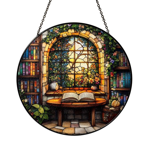 Cozy Library Window Art – Decorative Hanging