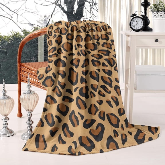 Cozy Lightweight Soft Leopard Print Flannel Fleece Throw Blanket for Adults Bed Sofa & Couch Throw Blanket for all Seasons - 50x60 inches Brown Leopard