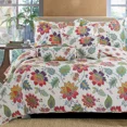 thumbnail image 1 of Cozy Line Breezy Vibrant Colorful Floral 3 Piece Reversible Microfiber Adult Quilt Bedding Set, King, 1 of 3