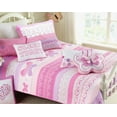 thumbnail image 1 of Cozy Line Cami Butterfly Knit Print Pink Purple Cotton Quilt Bedding Set, 3 Piece Queen, 1 of 4