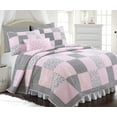 thumbnail image 1 of Cozy Line Home Fashions Emerson Pink Butterfly Patchwork Reversible Cotton Quilt Bedding Set, Twin 2-Piece, 1 of 4