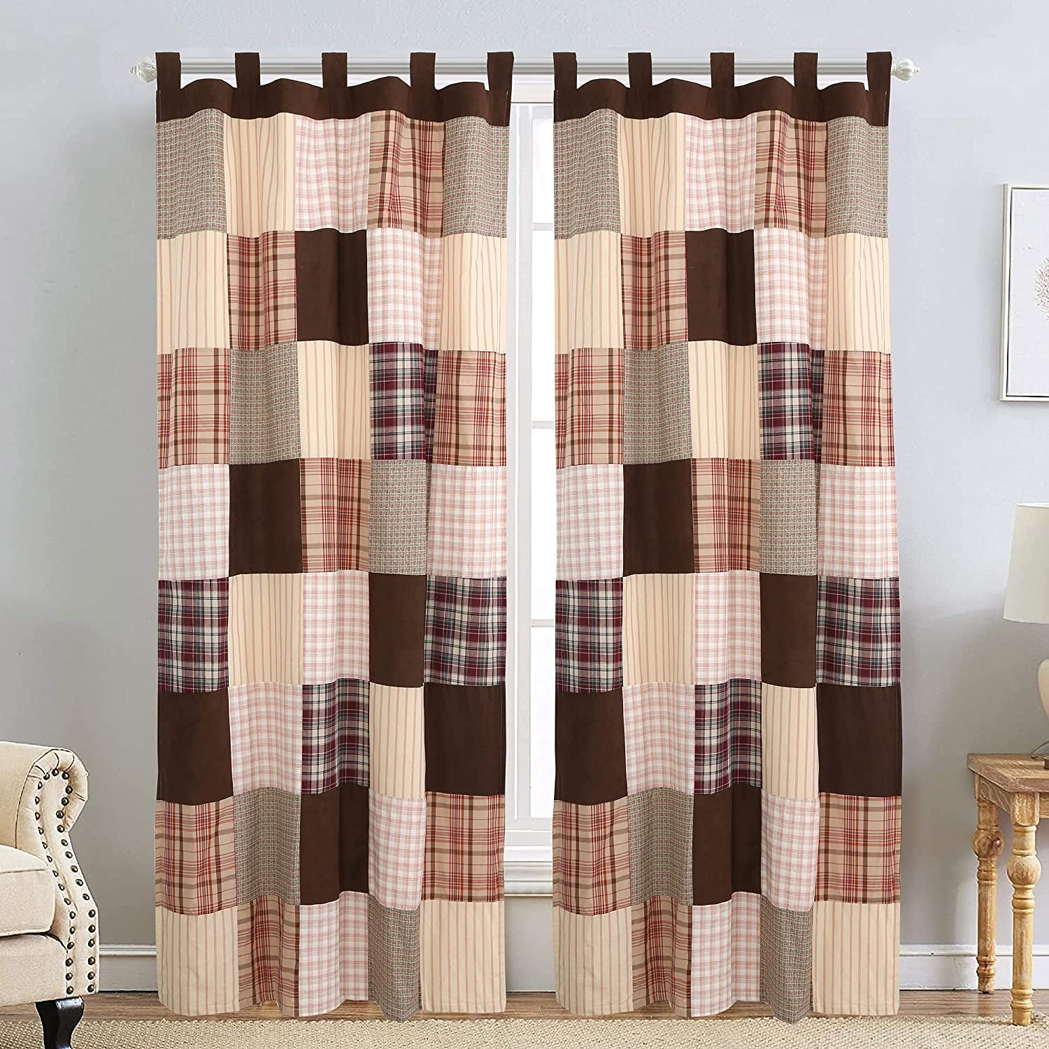 Cozy Line Home Fashions 53 in. W x 84 in. L Floral Patchwork Rod Pocket  Room Darkening Window Curtain Panel Drapes in Navy Blue Brown Red  BB20170803-Panel84 - The Home Depot