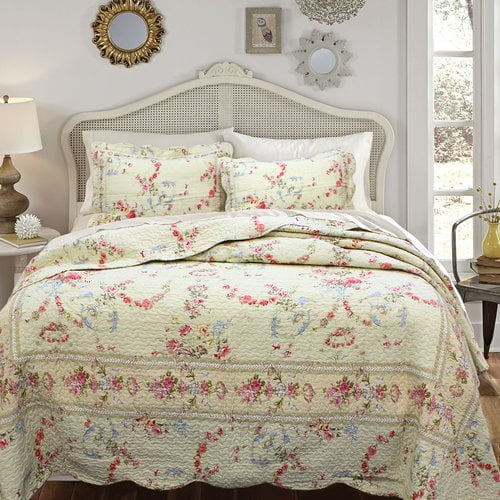 Cozy Line Home Fashion Rose Romance 3 Piece Quilt Set