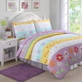 thumbnail image 1 of Cozy Line Home Fashions Floral Heart Print Reversible Girl Bedding Quilt Set, Bedspread, Coverlet (Flower Garden, Queen 3 Piece), 1 of 6