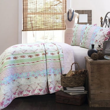 Cozy Line Home Fashions Cotton Reversible Quilt, Queen, - Easy Care (3 Count)