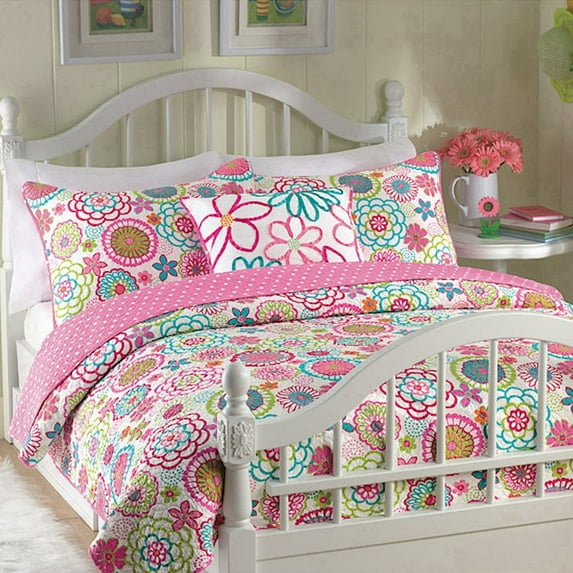 Cozy Line Home Fashions Cozy Line Mariah Colorful Floral Pink Quilt Bedding Set Twin - 2 Piece