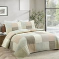 thumbnail image 1 of Cozy Line Home Fashions Cozy Line Stripe Checker Patchwork Cotton Reversible 3 Piece Quilt Bedding Set Queen, 1 of 6