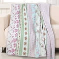 thumbnail image 1 of Cozy Line Home Fashions Floral Bloom Stripe Garden Vines Pink Blue Green Cotton Throw Blanket, 1 of 6