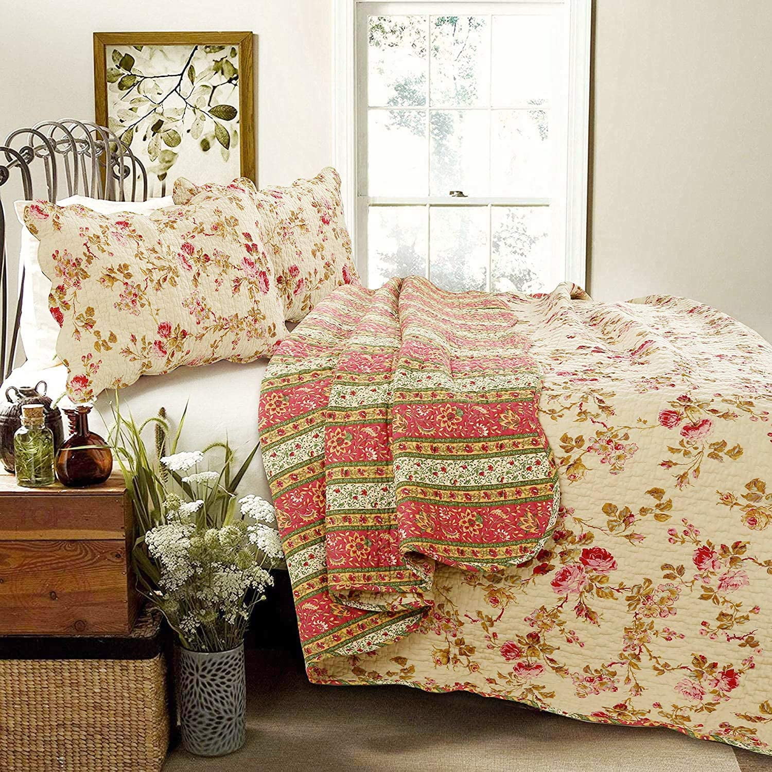 Charleston Cotton Floral Quilt Set
